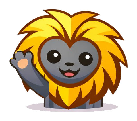 Mico-Leão, a companheira do tratamento Tamarin, acenando.